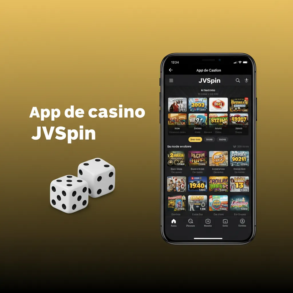 Interfaz de la app JVSpin con juegos de casino: ruleta, blackjack, bacará, slots y crupier en vivo 24/7.