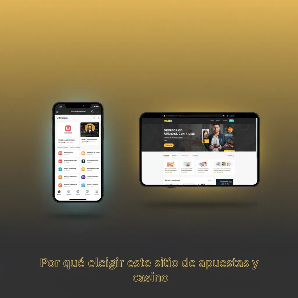 Pantalla de app de apuestas y casino con cuotas competitivas, cash out, depósitos con tarjeta y soporte 24/7 en español.
