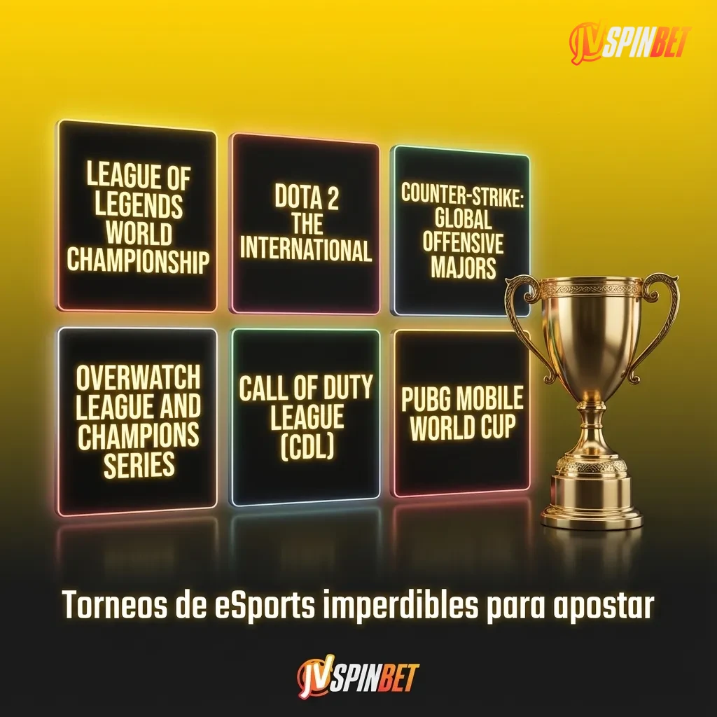 Tabla de torneos eSports clave para apostar por juego: Dota 2, CS2, LoL, Valorant, SC2, R6, MLBB.