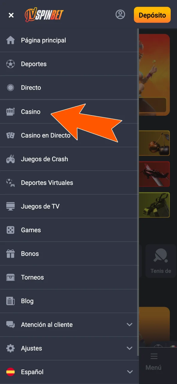 Seleccioná tu sección favorita en JVSpin y avanzá.