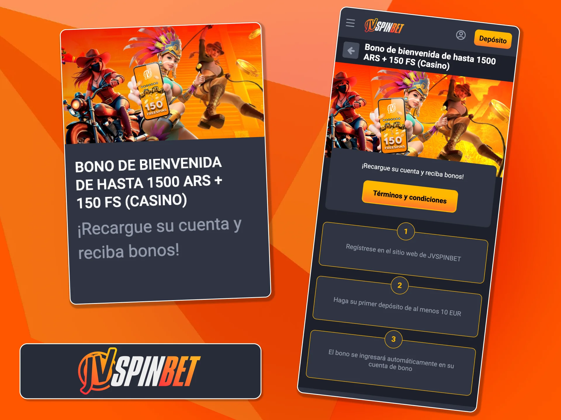 Depositá y reclamá tu bono de bienvenida en JVSpin hoy.