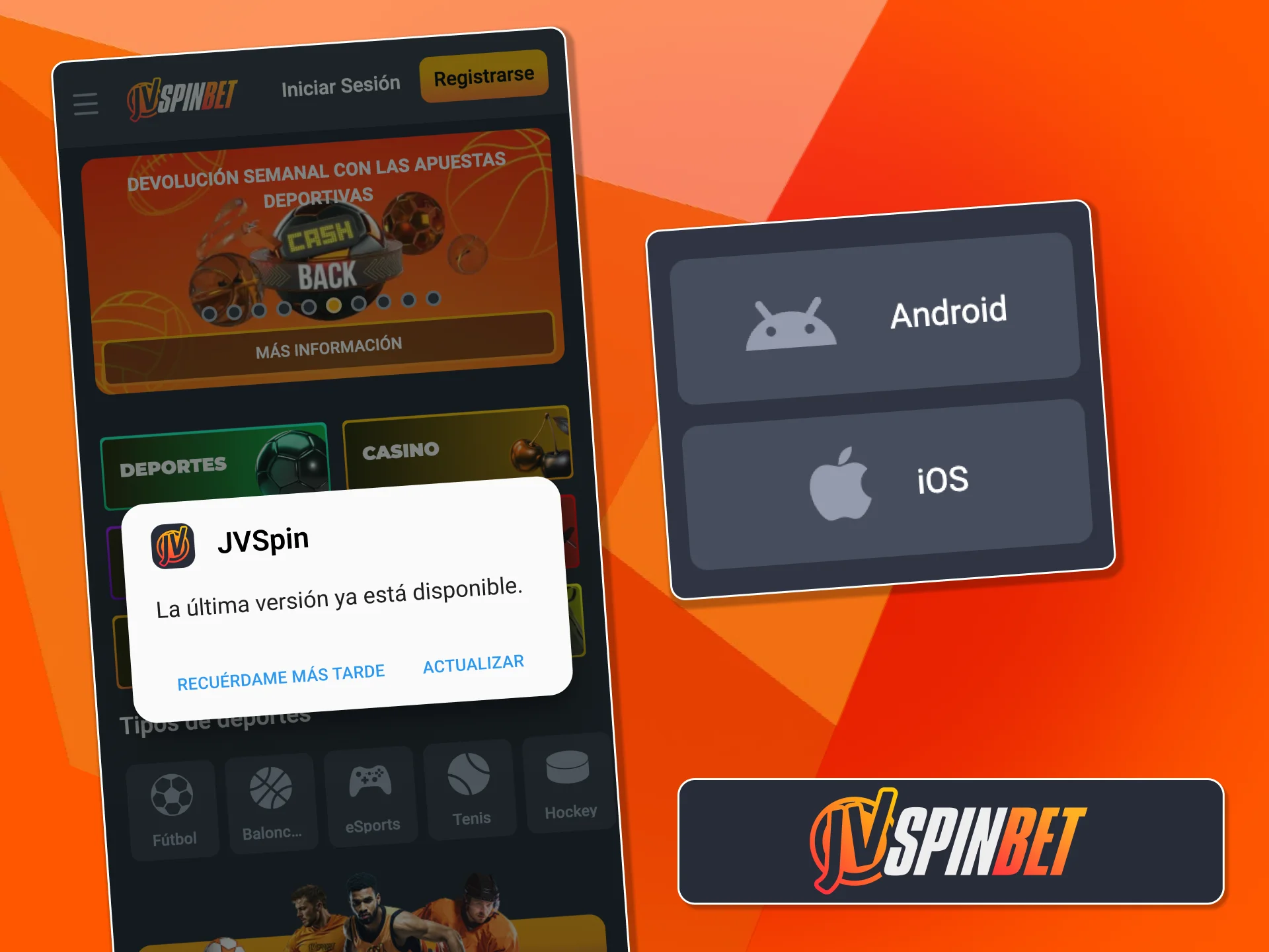 Actualizá la app de JVSpin y mejorá seguridad y funciones.