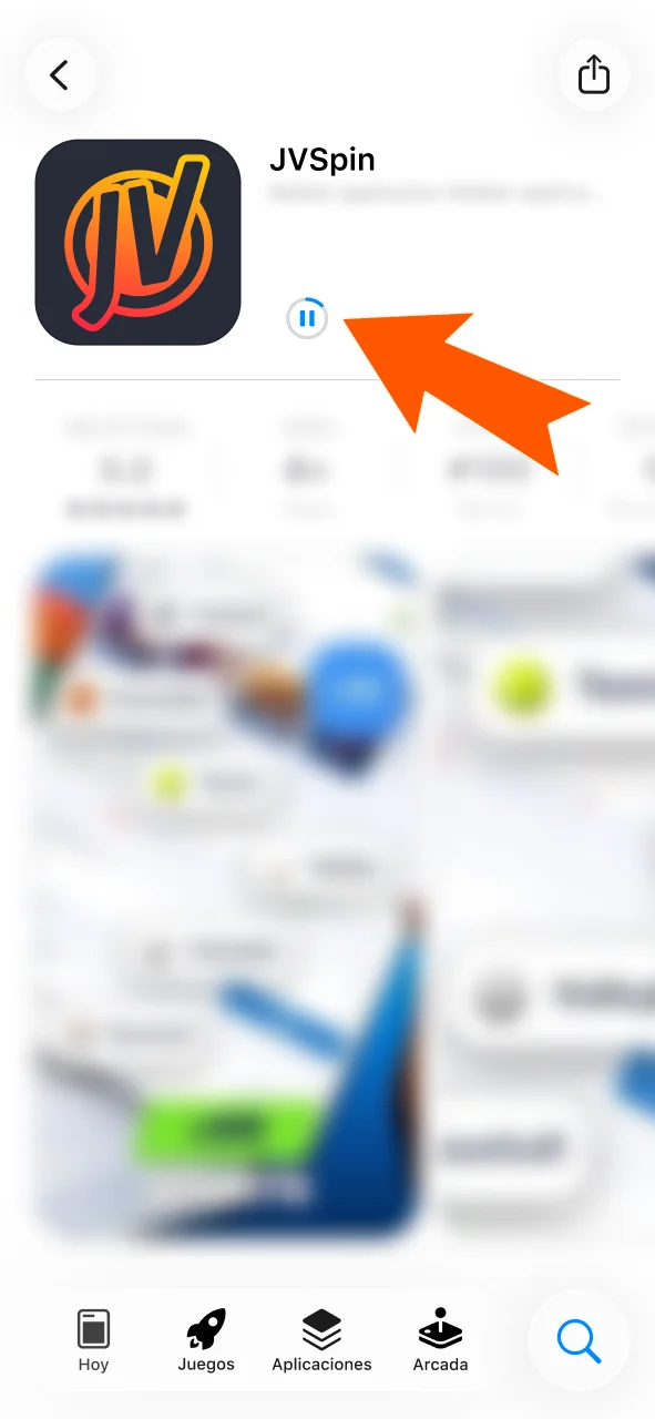 Esperá la instalación de JVSpin y mantené la pantalla activa.