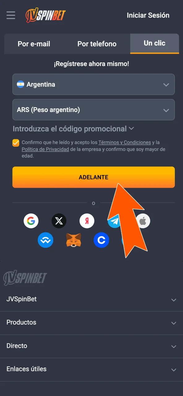 Iniciá sesión o registrate en JVSpin y empezá a jugar.