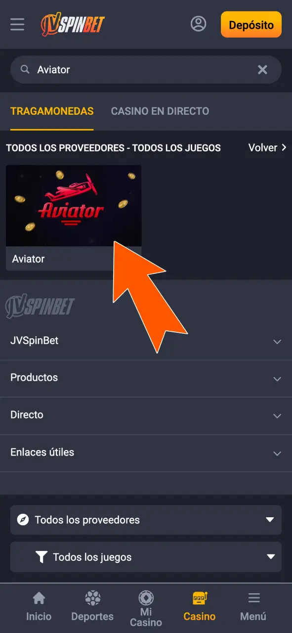 Usá el buscador y jugá Aviator ahora en JVSpin.