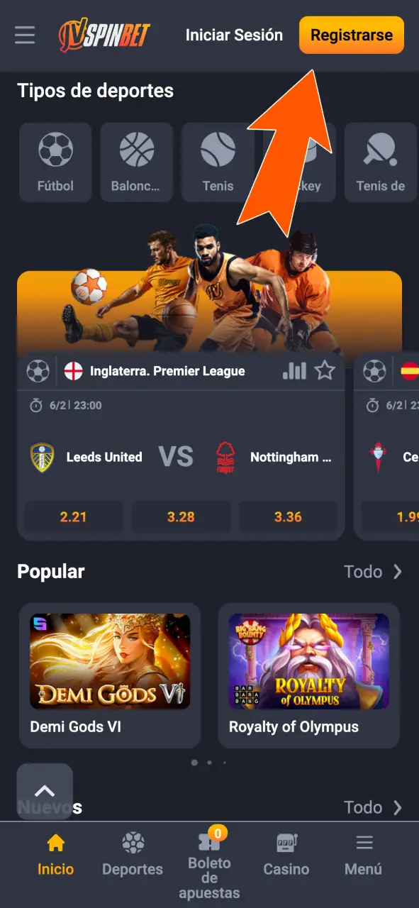 Accedé ahora a JVSpin desde el botón de registro.