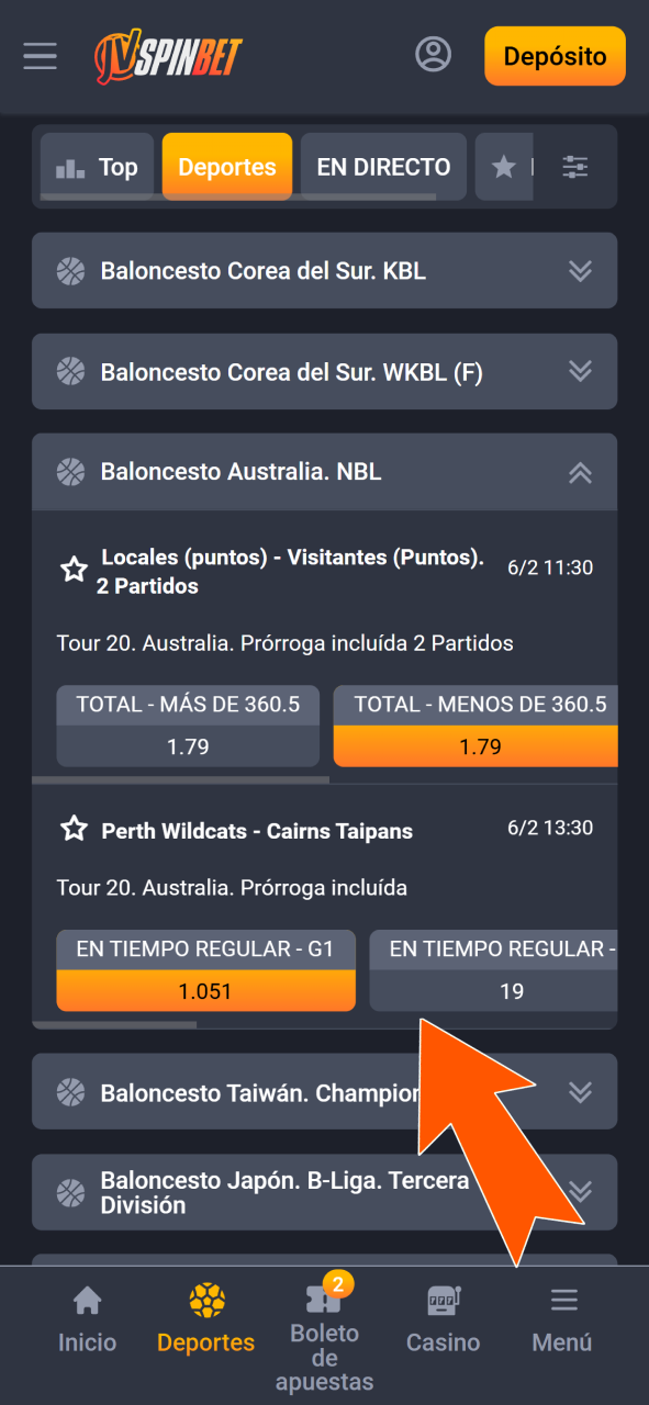 Selecciona los mercados de hándicap o totales para tu partido de baloncesto en JVSpin.