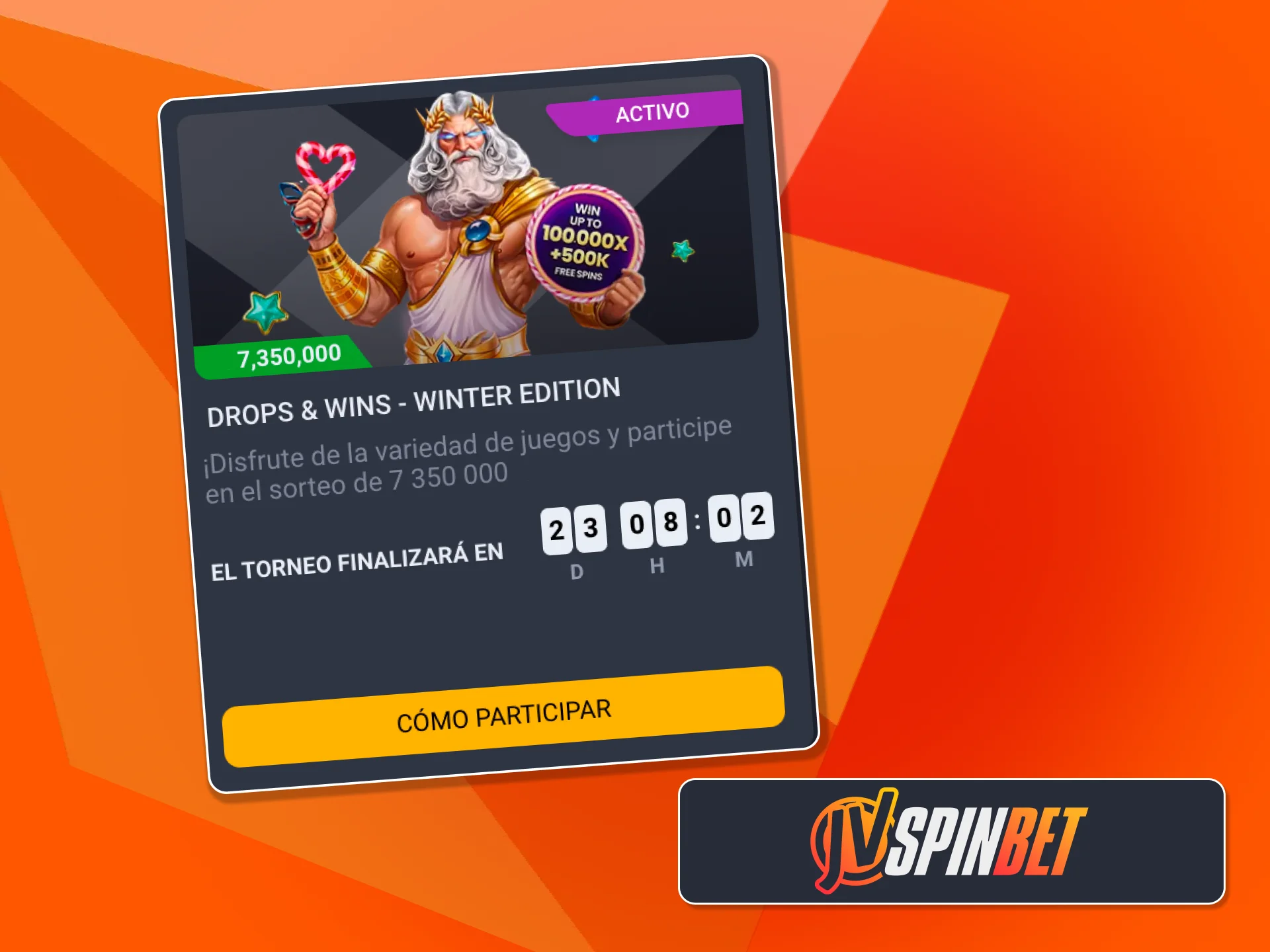 Jugá slots en JVSpin y ganá premios diarios con Drops and Wins.