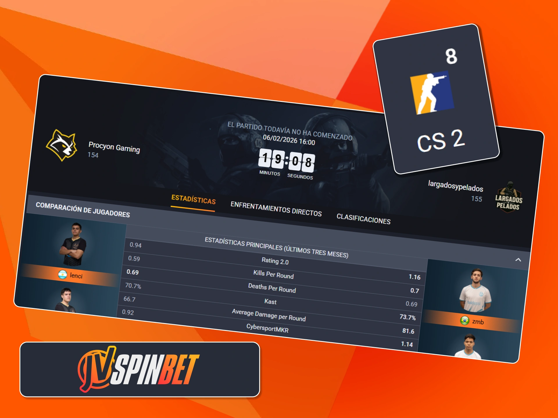 Consulta las estadísticas detalladas de las partidas de CS 2 antes de realizar tu apuesta en JVSpin.