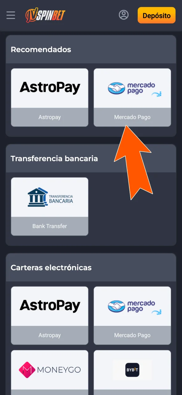 Seleccioná tu método de pago preferido en JVSpin.