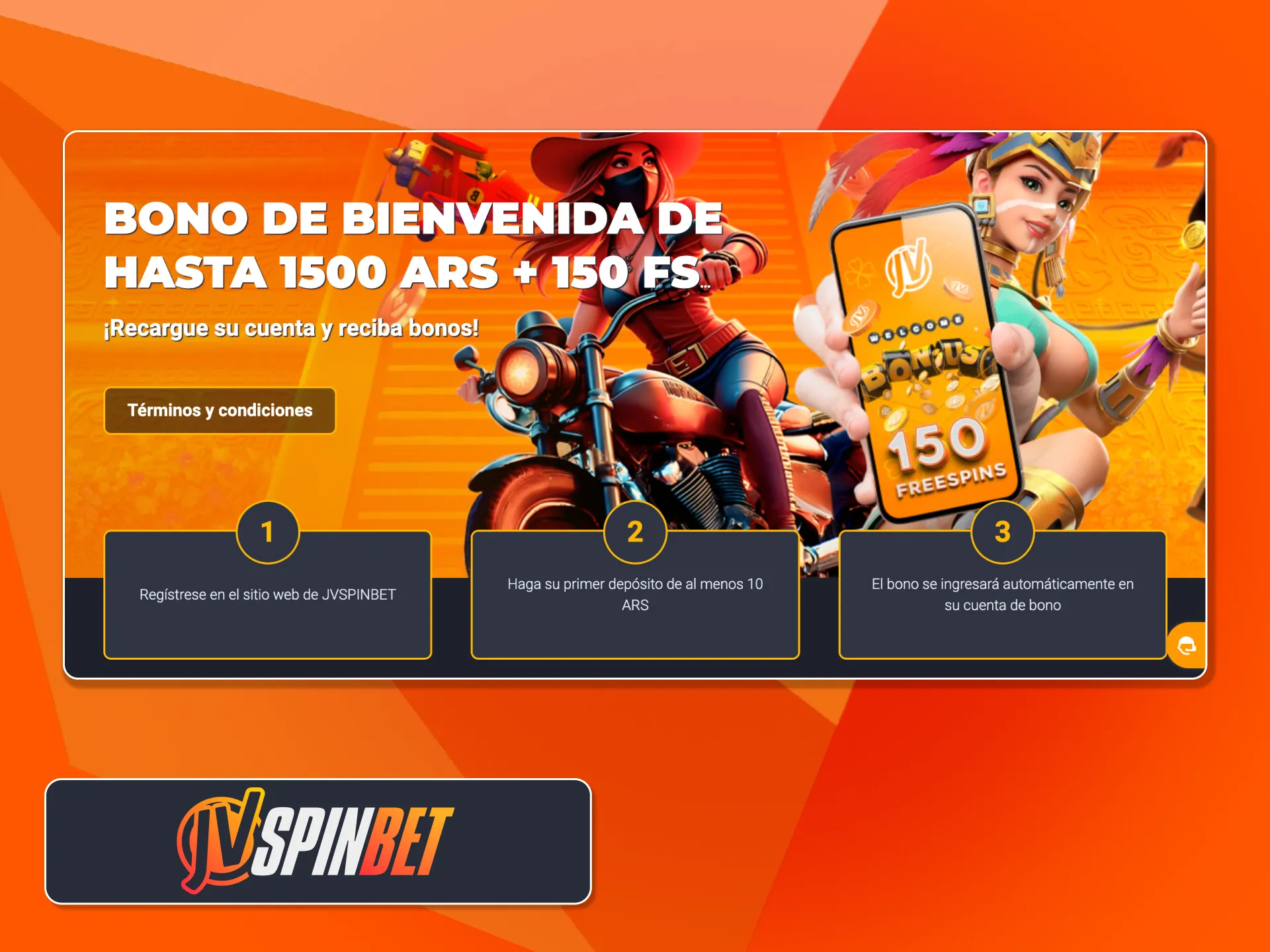 Registrate en JVSpin Argentina y accedé al paquete de casino con giros y bono.
