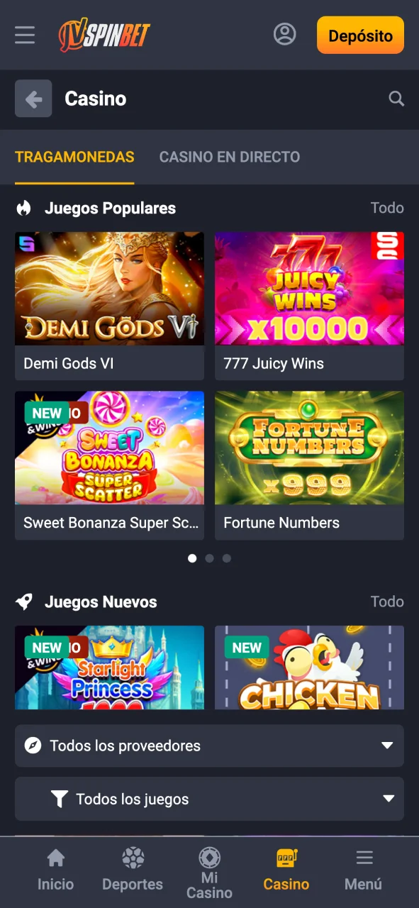 Accedé al panel de JVSpin para apostar o jugar ahora.