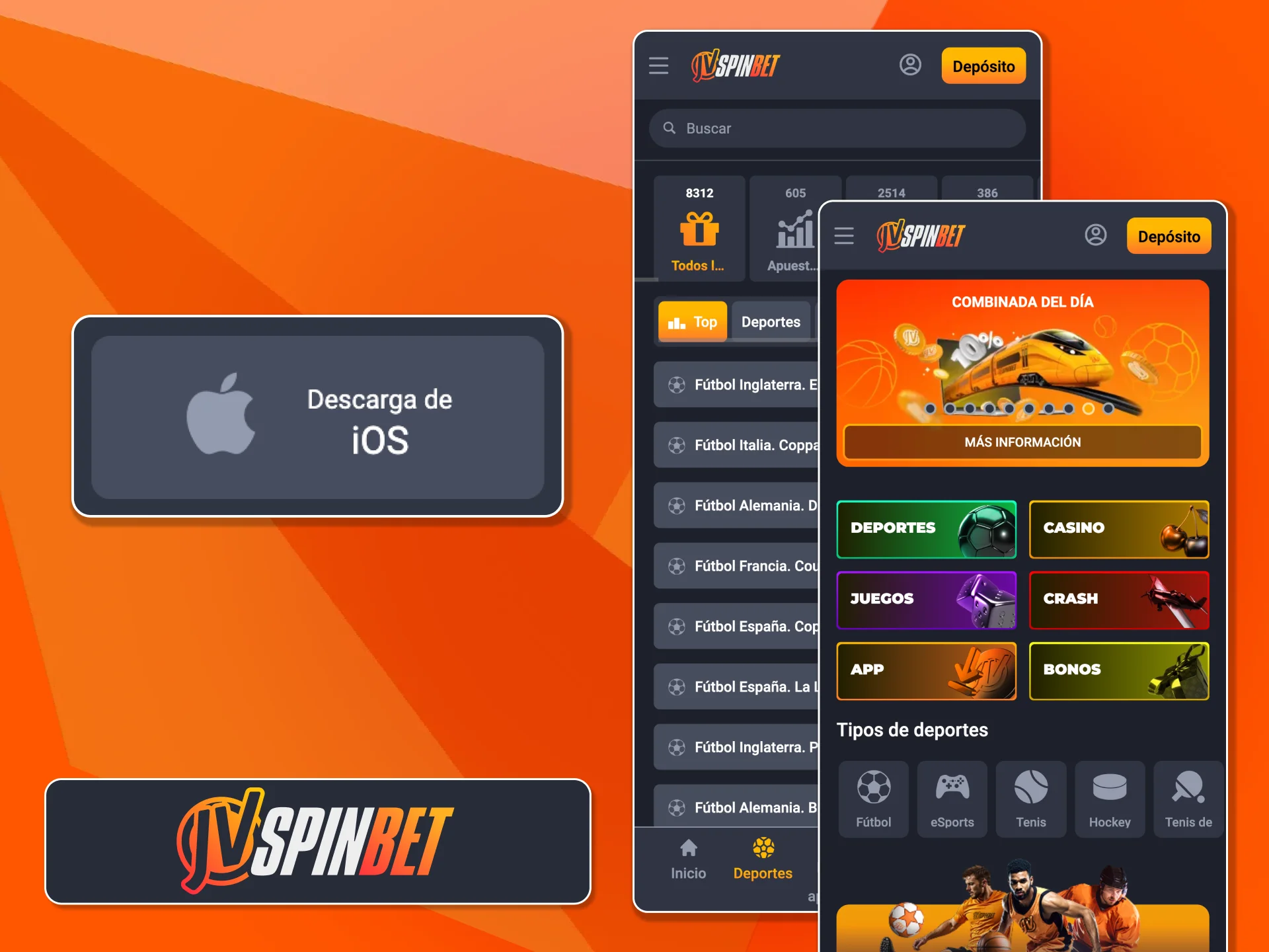Accedé a JVSpin en iPhone desde Safari con funciones completas.