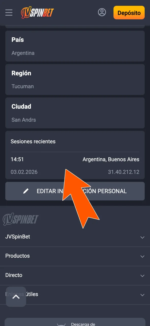 Ingresá datos de domicilio correctos en tu cuenta JVSpin.
