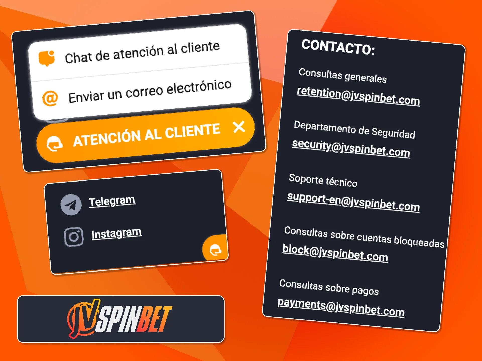 El soporte de JVSpin está disponible para ayudarte cuando lo necesites.