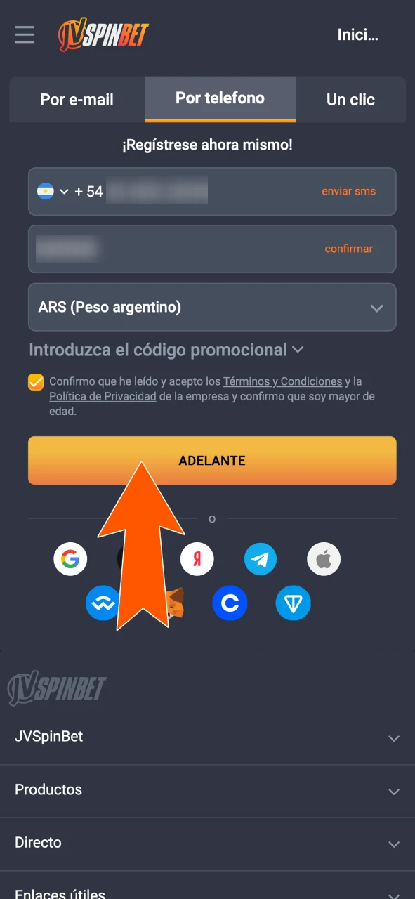 Empezá en JVSpin creando tu cuenta ahora.