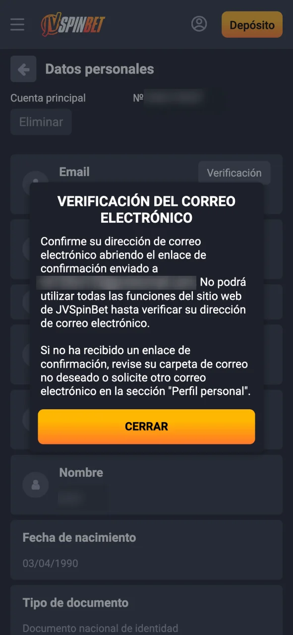 Confirmá la solicitud y completá KYC en JVSpin.