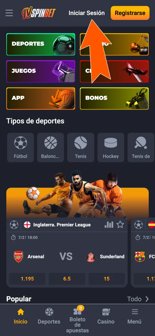Ingresá a tu cuenta JVSpin desde la web o app.