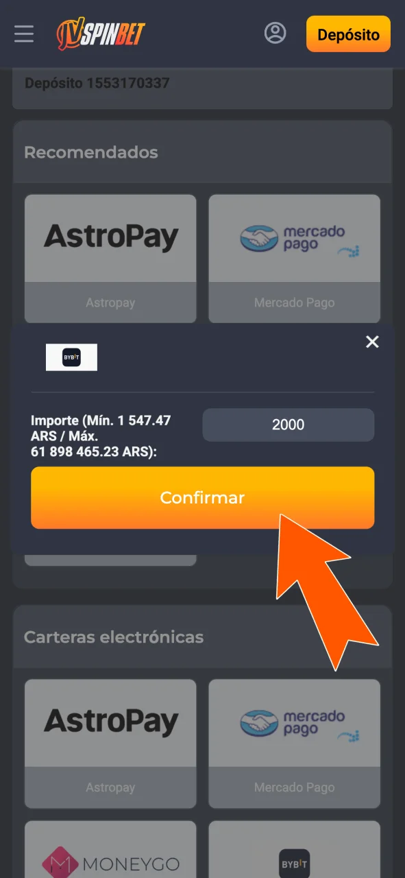 Elegí tu método de depósito y cargá saldo en JVSpin.