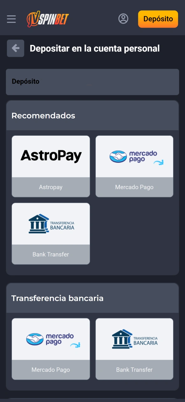 Cargá saldo en tu cuenta de juego para empezar en JVSpin App.